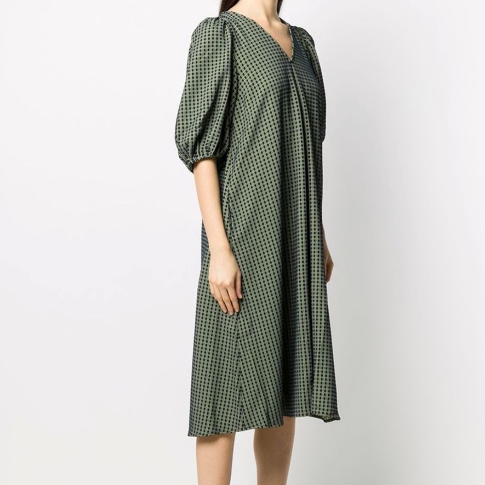 Stine Goya Women's Mavelin Dress Grid Pattern Black Green XS